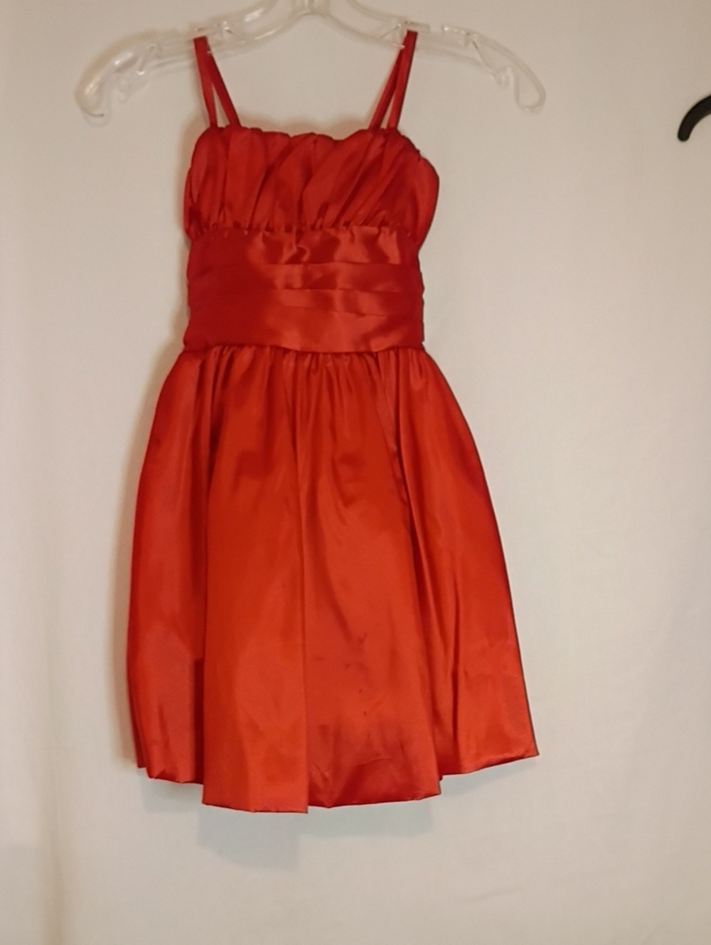 Elegant Girls' Orange Polyester Spaghetti-Strap Party Dress Size 5-6